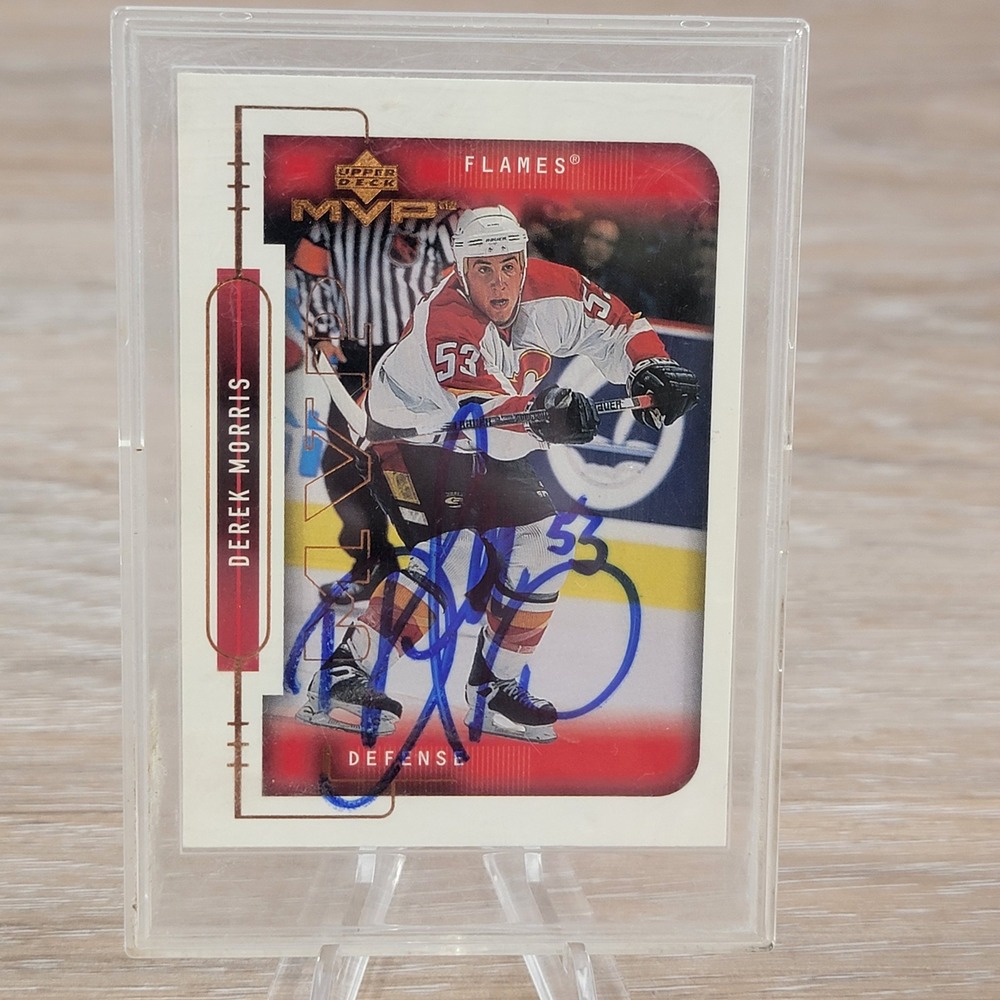 Derek Morris 2000 Upper Deck MVP Autographed Hockey Card Calgary Flames Defense